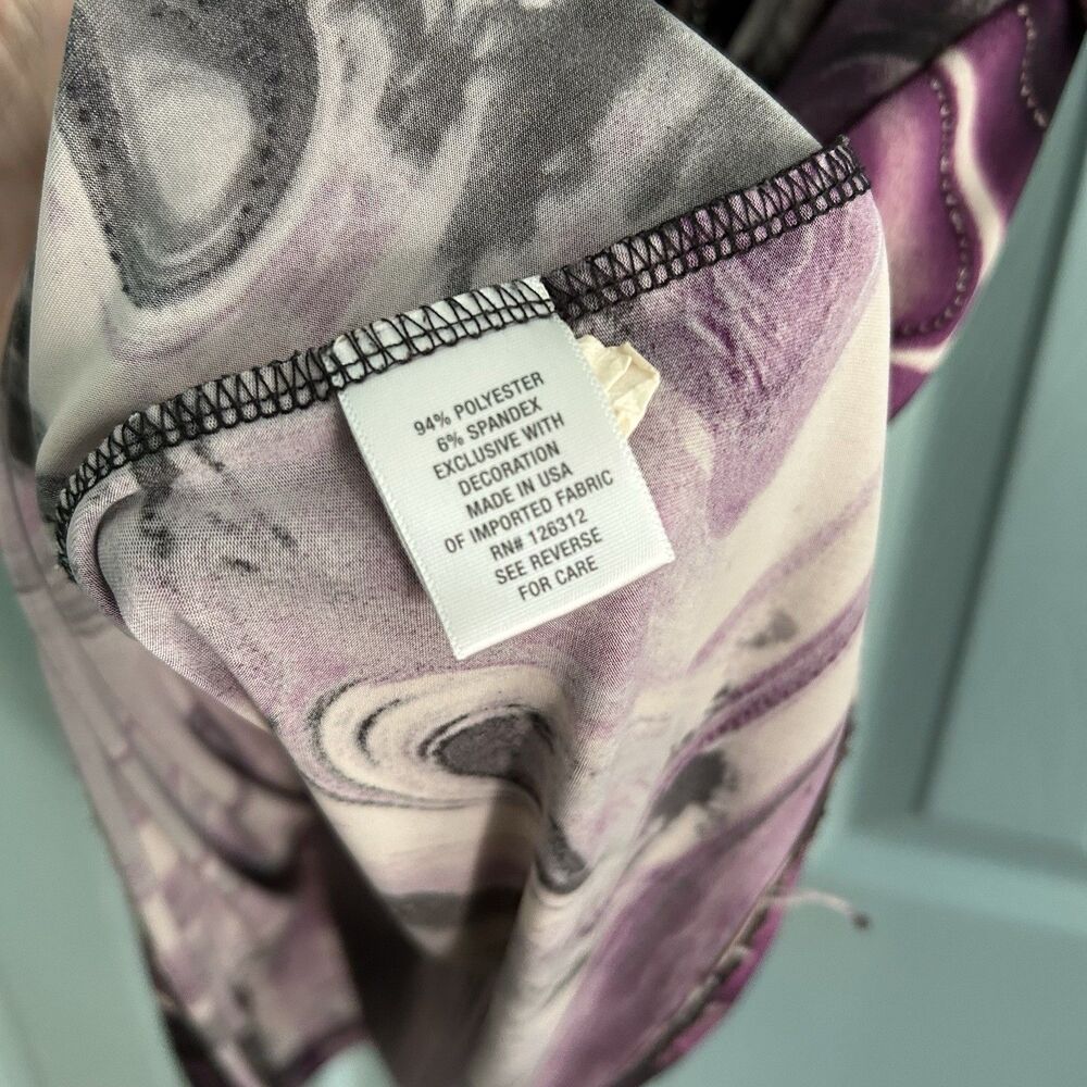 Y2K Dressbarn Womens Purple‎ Black Draped Blouse Top Med Fairygrunge Whimsigoth - Picture 6 of 10